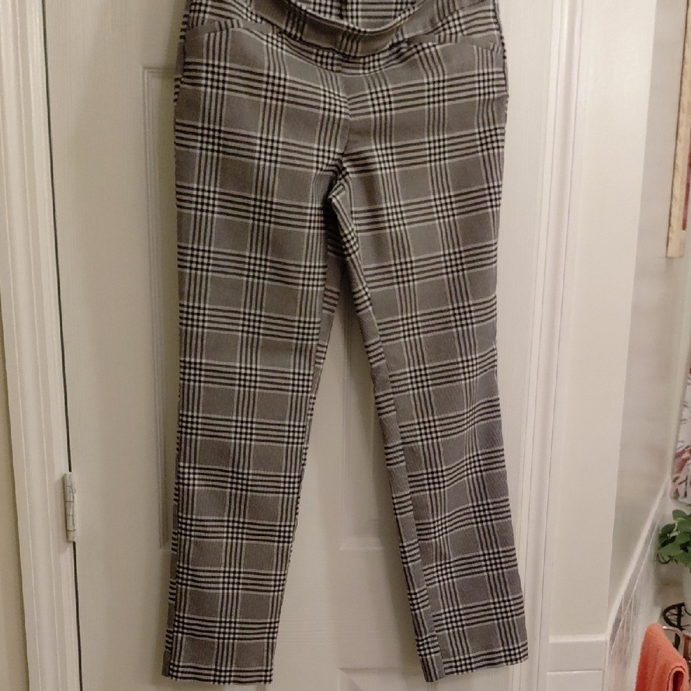 Talbots Black and White Plaid Straight Leg Pants